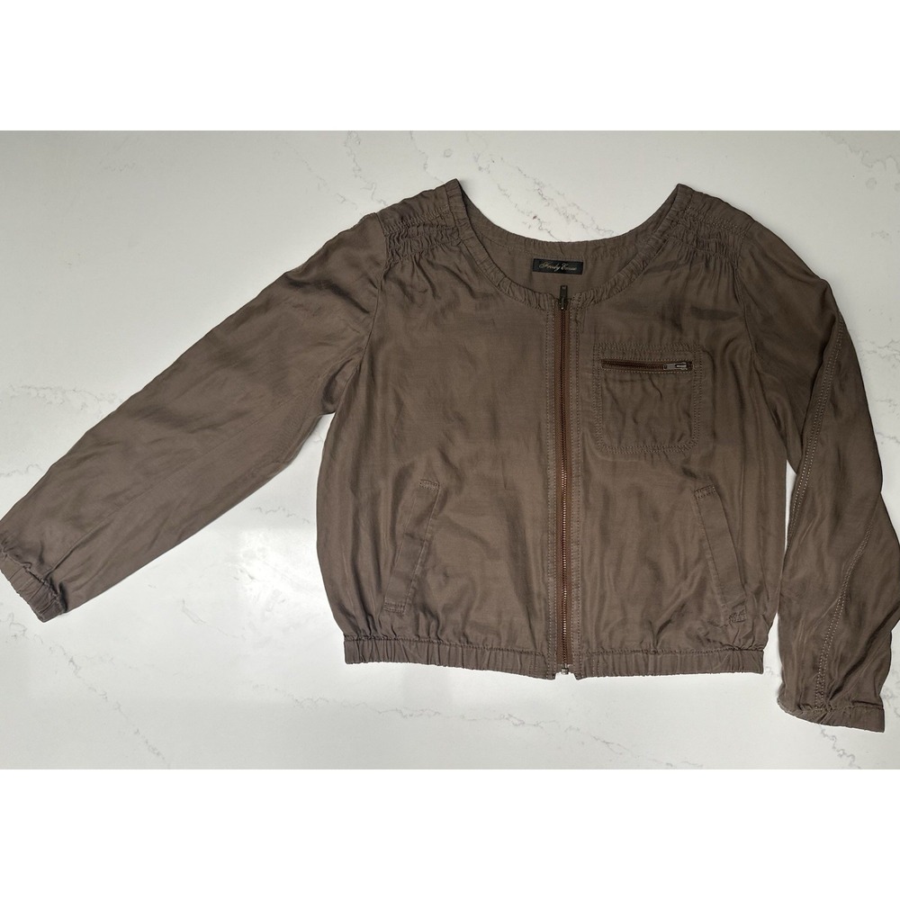 Taupe Womens Sm Lightweight Utility Cropped Bomber Jacket Streetwear Blokecore
